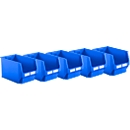 Caja de almacenamiento a la vista SSI Schäfer serie PROFI LF 533, polipropileno, L 500 x An 312 x Al 300 mm, 38 l, azul, 5 unidades