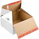 Caja de cartón con fondo flash ColomPac CP 155.155, ancho 189 x fondo 154 x alto 131 mm, plegado en Z, cierre autoadhesivo, blanco, 20 unidades