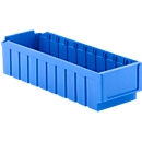 Caja de estantería SSI Schäfer RK 521, para estantería de 500 mm de profundidad, divisible en 10 compartimentos, portaetiquetas, cerrada, L 508 x A 162 x A 115 mm, PS, azul