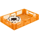 Caja de panadería Euro Box, apta para alimentos, capacidad 15,4 litros, versión calada, amarillo-naranja