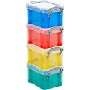 Caja de transporte Really Useful Box, volumen 70 l, L 810 x A 620 x A 225 mm, apilable, con tapa y asas plegables, PP, transparente