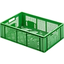 Caja para frutas y verduras Euro Box, apta para alimentos, capacidad 33,9 litros, versión calada, verde