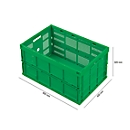 Caja plegable con dimensiones norma europea FK 643-61, sin tapa, 60 l, verde