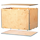 Caja plegable de madera, ½ dimensiones norma europea, contrachapado de abedul de 6 mm, L 780 x An 580 x Al 587 mm