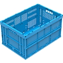 Caja plegable de tamaño EURO FK 643-61, sin tapa, asa perforada, 60 l, polipropileno, azul