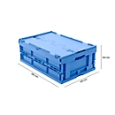 Caja plegable dimensiones norma europea 6422 NG DL, con tapa, para almacenamiento y transporte de retorno, 41,4 l, azul
