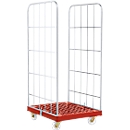 Caja rodante, bilateral, plancha de suelo de plástico, 724 x 815 x 1660 mm, rojo (RAL 3000)