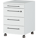 Cajonera móvil Agenda, 3 cajones, extraíble para utensilios, A 420 x A 610 x P 490 mm, 1 cajón con cerradura, gris claro