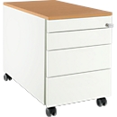 Cajonera móvil Schäfer Shop Select 1233, 3 cajones, cajón para utensilios, con ranura para asas, decoración en blanco/haya