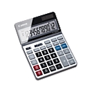 Calculadora de sobremesa Canon TS-1200TSC, pantalla LCD de 12 dígitos y plegable, con conversión de divisas, alimentación solar y a pilas, plástico y metal, plata