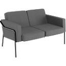 Canapé deux places meet by Paperflow MEDSO Klassik, rembourré, assise interchangeable, L 1040 x P 515 x H 410 mm, tissu et acier, anthracite/noir mat