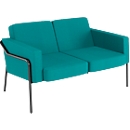 Canapé deux places meet by Paperflow MEDSO Klassik, rembourré, assise interchangeable, L 1040 x P 515 x H 410 mm, tissu et acier, bleu/noir mat