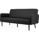 Canapé trois places meet® by Paperflow LISBOA, revêtement en similicuir noir résistant aux désinfectants, piétement noir, L 1590 x P 550 x H 430 mm