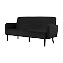 Canapé trois places meet® by Paperflow LISBOA, revêtement velours noir, piétement noir, L 1590 x P 550 x H 430 mm