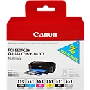 Canon Sparpaket 6 Tintenpatronen PGI-550 PGBK/CLI-551 schwarz, schwarz-pigmentiert, CMY, original