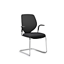 Cantilever chair GIROFLEX 353, with mesh backrest, precision tubular steel, stackable, with armrests, black/black