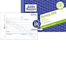 Carnet de reçus Avery® Zweckform 1255, format paysage A6, TVA incluse, avec 1 feuille de papier bleu, perforé et poinçonné, Ange Bleu, blanc, 100 feuilles