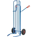 Carretilla para neumáticos, tubo de acero, para 8 neumáticos, ø 450-750 mm, hasta 200 kg, ruedas neumáticas, azul brillante (RAL 5007)