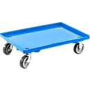 Carrito de transporte, cerrado, L 415 x An 615 x Al 175 mm, capacidad de carga 300 kg, 4 ruedas giratorias, azul