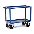 Carrito de transporte con mesa, 2 superf. carga/cubeta de chapa, 895 x 495 mm, capacidad de carga 400 kg