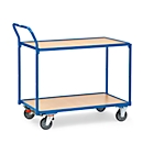 Carro de mesa ligera fetra, acero, azul, 2 estantes, L 1000 x A 700 mm, hasta 300 kg