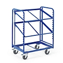 Carro de preparación de pedidos Rollcart, para eurocontenedores, con 3 estantes de madera y base, L 1240 x A 620 x H 1350 mm, capacidad de carga 200 kg, incl. 9 eurocontenedores