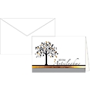 Carte de condoléances « Sincères condoléances », image d'arbre avec gaufrage doré, lot de 10