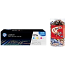 Cartouches d'impression HP 125A Tripack pr. LaserJet CF373AM cyan/magenta/jaune + Celebrations GRATUIT