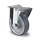 CASCOO fixed castor P2V2, with wheel ø 100 mm x W 32 mm, polypropylene rim, elastomer tread, gray, roller bearing, up to 100 kg