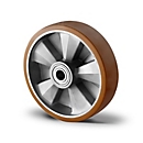 CASCOO Roue encastrée BAU5, avec ø de roue 200 mm x L 50 mm, jante en aluminium, bande de roulement en polyuréthane, marron, double roulement à billes, jusqu'à 800 kg