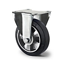 CASCOO Roulette fixe BAF4, avec ø de roue 125 mm x L 50 mm, jante en aluminium, bande de roulement élastique, noire, double roulement à billes, jusqu'à 300 kg