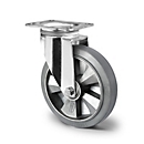 CASCOO zwenkwiel BAF2, met wiel ø 160 mm x B 50 mm, aluminium velg, elastisch loopvlak, grijs, dubbele kogellager, tot 400 kg