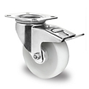 CASCOO zwenkwiel N0N0, met rem, wiel ø 125 mm x B 38 mm, polyamide velg, polyamide loopvlak, naturel/wit, rollager, tot 200 kg