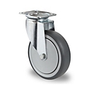 CASCOO zwenkwiel P2T2, met wiel ø 100 mm x B 32 mm, velg van polypropyleen, loopvlak van elastomeer, grijs, kogelgelagerd, tot 100 kg