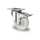 CASCOO zwenkwiel Z0Z0, met rem, wiel ø 125 mm x B 50 mm, polyamide velg, polyamide loopvlak, naturel/wit, dubbele kogellager, tot 500 kg
