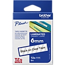 Cassette de ruban pour titreuses TZe-N201 Brother, 3,5 mm de large, blanc/noir