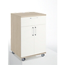 Catering-Caddy, avec compartiment réfrigérateur et compartiment rabattable, L 650 x P 600 x H 1000 mm, sans glacière, décor chêne/blanc