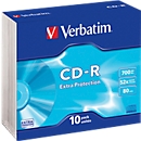 CD-R Verbatim®, jusqu'à 52 fois, 700 Mo / 80 min., 10 slim cases