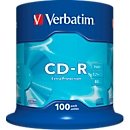 CD-R Verbatim, jusqu'à 52 fois, 700 Mo / 80 min., 100 pièces sur axe