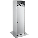Cendrier, capacité 23 l, verrouillable, 1 clé incluse, L 380 x P 380 x H 880 mm, acier inoxydable