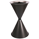 Cendrier sur pied conique Diabola ECO, plateau en aluminium, H 710 mm, ø 400 mm, noir, sable de quartz