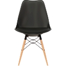 Chaise à coque en DOGEWOOD, plastique, avec pieds en bois, coussin d'assise. noir