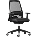 Chaise de bureau Interstuhl EVERYis EV25R, avec accoudoirs, mécanisme auto-synchrone, assise plate, dossier en maille, noir
