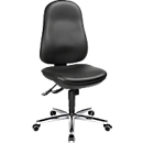 Chaise de bureau Topstar SUPPORT SY, sans accoudoirs, mécanisme synchrone, siège à disque intervertébral, cuir synthétique résistant aux désinfectants, noir/argent chromé