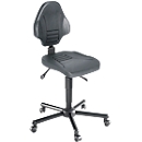 Chaise de travail pivotante XXL meychair Workster Pro W13-01070, avec roulettes, réglable en hauteur, jusqu'à 250 kg, acier &amp; mousse de polyuréthane, résistant aux désinfectants, noir