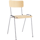 Chaise empilable CR, L 452 x P 500 x H 803 mm, hauteur d'assise 490 mm, piétement en tube d'acier chromé, avec patins, hêtre
