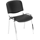 Chaise empilable ISO Basic, imitation cuir, résistante aux désinfectants, châssis chromé
