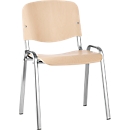 Chaise empilable ISO Wood - empilable jusqu'à 10 pièces - hêtre - piétement chromé
