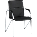 Chaise visiteur Samba, empilable, piétement 4 pieds, en similicuir, incl. coussins d'appui, noir