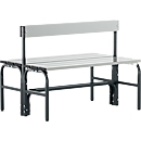 Changing bench, tubular steel/aluminium, double with back section, 1015 mm wide, anthracite